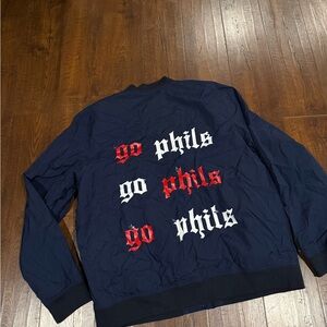 Custom made UNISEX Philadelphia phillies Navy Bomber Jacket sz 2XL